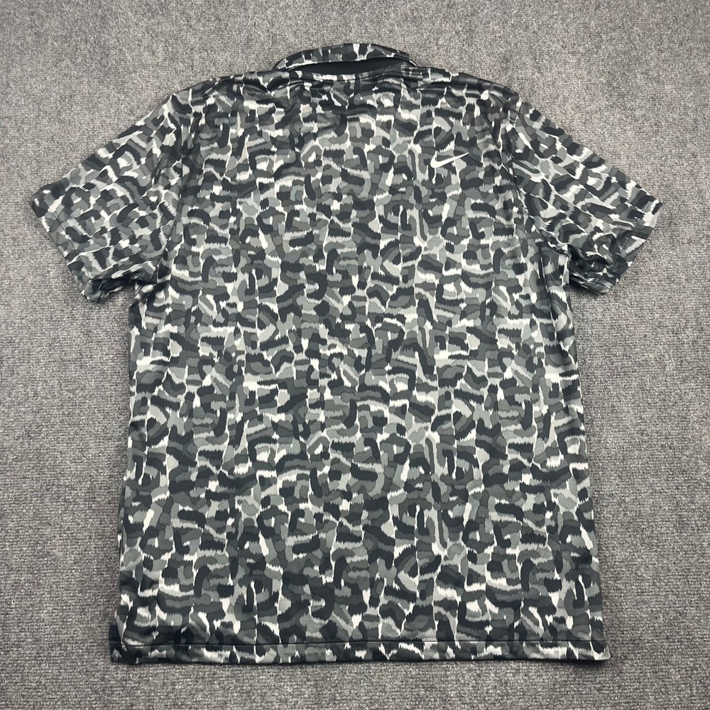 Nike Dri-FIT Mens Large Grey Black Abstract Camo Golf Polo Shirt Short Sleeve - Picture 2 of 7